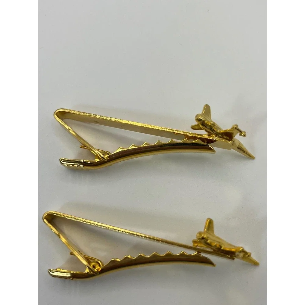 Jet Fighter Tie Bar‎ Mens OS Gold tone Excellent Aviation Pilot Accessory 1 each